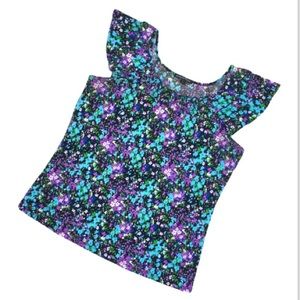 Marina Luna off the shoulder dainty floral pattern Cap Ruffle Sleeves Scoop Neck